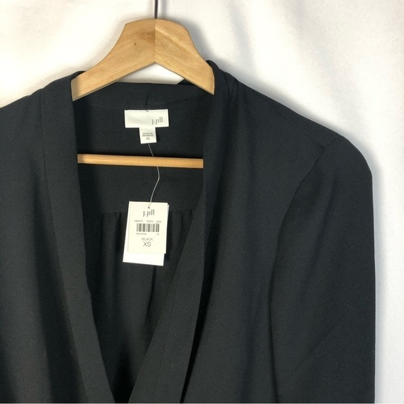 J. Jill Black Drape Wrap Front Long Sleeve Blouse XS - Picture 3 of 3